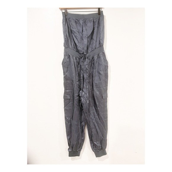 Cinq à Sept Pants - Cinq a Sept Tous Les Jours Strapless Cargo Jumpsuit Slate Blue Grey Size M